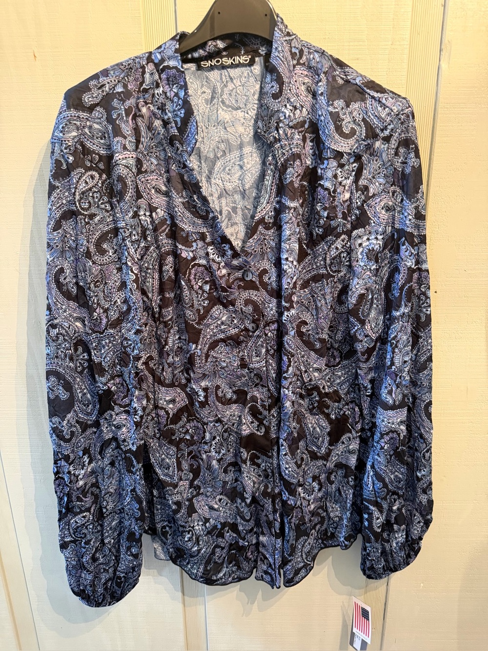SnoSkins Midnight Paisley Button-Up Blouse